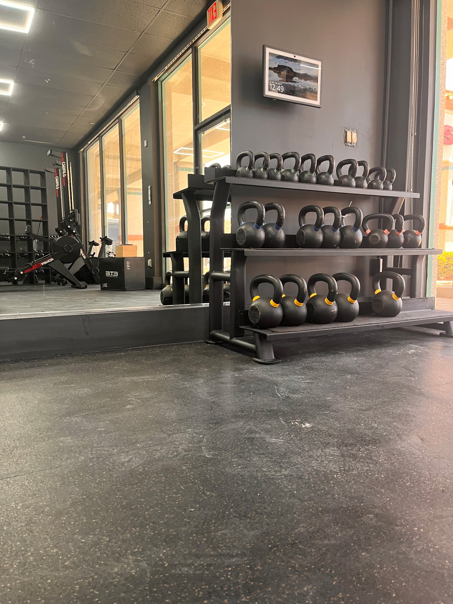 Kettlebells, Ski-Erg, and Plyo Box Area